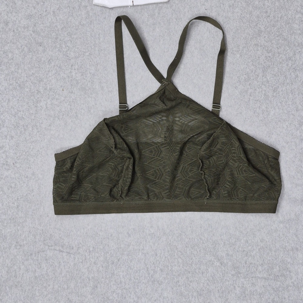Torrid Women Bra 2 Green Geometric Bralette Wireless Mesh Strap Adjustable